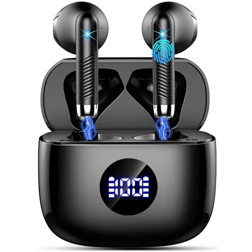 Offerta a tempo: Cuffie Bluetooth Auricolari Bluetooth 5.4, 2026 Cuffie Wireless con 4 ENC Cancellazione Rumore Mic, Cuffie in Ear 40 Ore di Riproduzione, Cuffie Senza Filo HiFi Stereo IP7 Impermeabili per iOS/Android - 73% da 89.99 € a 23.99 €