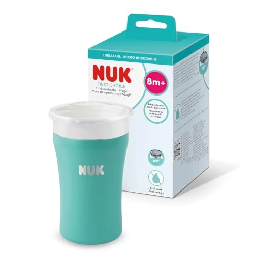 Offerta a tempo: NUK Magic Cup borraccia termica neonato, 8+ mesi, Verde acqua, Tazza per bambini 230 ml, bordo antigoccia a 360°, mantiene le bevande calde o fredde, confezione da 1 pezzi - 0.00% da 19.99 € a 19.99 €