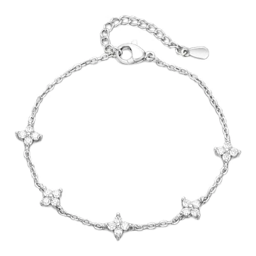 Offerta a tempo: Bracciale donna fiore trifoglio a 4 foglie con zirconi gioielli regalo sorella - 0.00% da 5.14 € a 5.14 €
