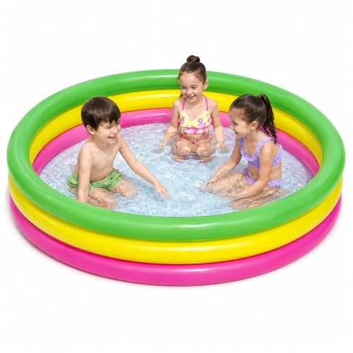 Offerta a tempo: Piscina Gonfiabile Bambini 2+ BASE IMBOTTITA (1,52 mt x 30 cm) - RESISTENTE RAGGI SOLARE - Piscinetta Colorata a 3 Anelli per Giardino, Terrazzo, Estate e Giochi d’Acqua - Facile Montaggio - 20% da 24.90 € a 19.90 €