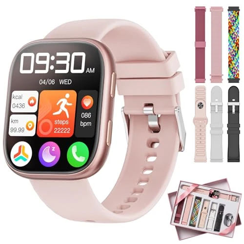Offerta a tempo: Mingtawn Smartwatch Donna, 7 Cinturini—Regalo Perfetto Donna, 1,83'' Orologio Smartwatch Chiamate Bluetooth, Smart Watch con 100+ modalità Sportive/Sonno/Cardiofrequenzimetro/SpO2 per Android iOS - 71% da 139.99 € a 39.99 €