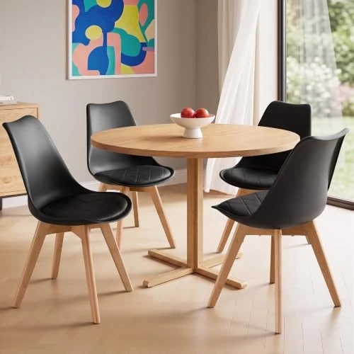 Offerta a tempo: VASAGLE Sedie da Pranzo in Ecopelle, Set di 4, Gambe in Legno - 20% da 109.99 € a 87.99 €