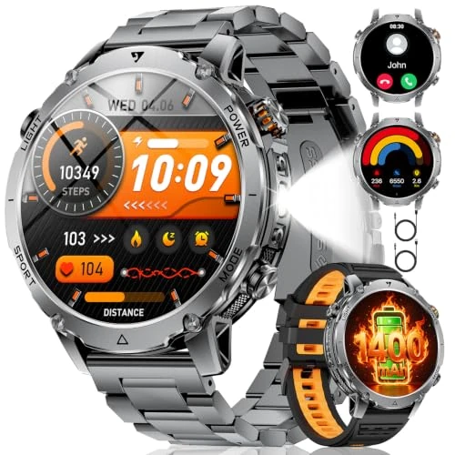 Oferta limitada: LIGE Reloj Inteligente Hombre 1400mAh Larga Duración, 1.7" Smartwatch Militar con Linterna LED, Llamadas Bluetooth, 120+ Deportes, 5ATM Impermeable, Frecuencia Cardíaca,Android/iOS,2 Cargadores de 75.99 € a 49.39 € (ahorro 35%)