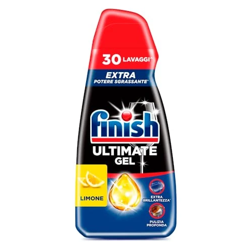 Offerta a tempo: Finish Ultimate Gel, Gel Detersivo per Lavastoviglie, 30 lavaggi, 540 ml, Limone, Extra Potere Sgrassante, Extra Brillantezza, Pulizia Profonda - 20% da 5.59 € a 4.49 €