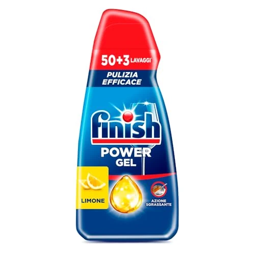 Offerta a tempo: Finish Power Gel, Gel Detersivo per Lavastoviglie Liquido, 50+3 lavaggi, 994 ml, Limone, Pulizia Efficace, Azione Sgrassante - 22% da 8.99 € a 6.99 €