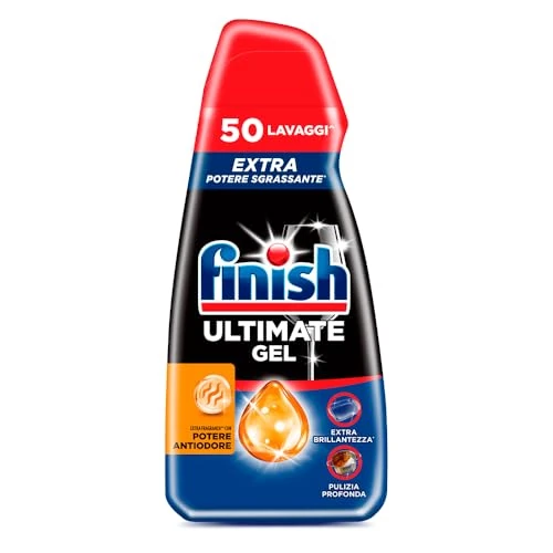 Offerta a tempo: Finish Ultimate Gel, Gel Detersivo per Lavastoviglie, 50 lavaggi, 900 ml, Antiodore, Extra Potere Sgrassante, Extra Brillantezza, Pulizia Profonda - 22% da 8.99 € a 6.99 €