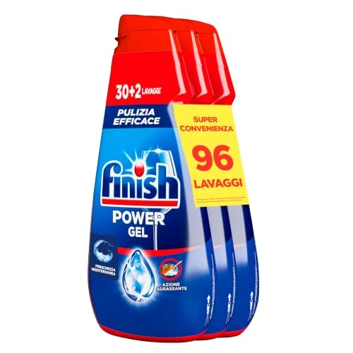 Offerta a tempo: Finish Power Gel, Detersivo per Lavastoviglie Liquido, 96 Lavaggi, 3 confezioni da 30+2 Lavaggi, Freschezza Mediterranea, Pulizia Efficace, Azione Sgrassante - 31% da 15.99 € a 10.99 €