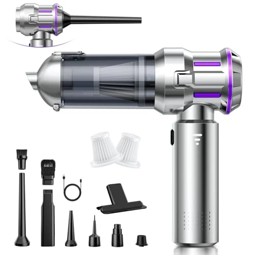 Oferta limitada: Aspirador de Mano, 25000Pa Aspiradora sin Cable Coche con Descarga de Polvo Automática con un Toque, 4 en 1 Aspirador Coche, Motor sin Escobillas, 3 Niveles, Ideal para Pelo de Mascotas, Coche, Hogar de 59.99 € a 36.99 € (ahorro 38%)