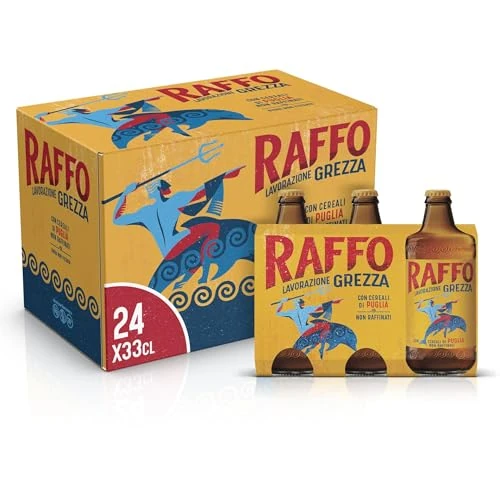 Offerta a tempo: Raffo Lavorazione Grezza Cassa Birra con 24 Bottiglie da 3x33 cl, 7.92 L, Birra Lager Non Filtrata A Bassa Fermentazione dal Gusto Piacevolmente Fresco e dal Colore Dorato, Gradazione 4.8% Vol - 25% da 31.92 € a 23.99 €