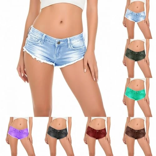 Zeitlich begrenztes Angebot: Vhersily Damen Kurze Hose Jeans Denim Zerrissen Bermuda Shorts Sommer Slim Fit Mini Shorts aus elastischem Denim Y2K Streetwear Harajuku Ultrashort Reise Sexy Damen Hot Atmungsaktiv, B Hellblau, M von 21.98 € auf 21.98 € (0.00