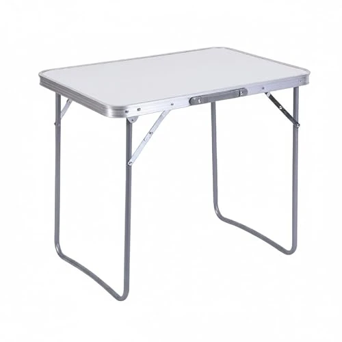 Tijdelijke aanbieding: Baroni Home Klaptafel voor camping, draagbaar, inklapbaar, van aluminium met MDF-plaat, licht, ideaal voor camping, strand, picknick en outdoor (witte tafel 80 cm) van 34.99 € naar 34.99 € (0.00% korting)