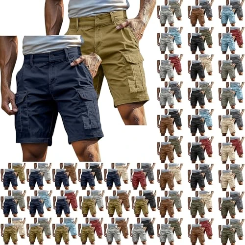 Tnompsu 2er Pack Kurze Arbeitshose Bermuda Herren Sommer mit mehreren Taschen Cargo Shorts Herren Regular Fit Sportshorts Leicht Atmungsaktiv Shorts für Arbeit Outdoor, 01#e, S