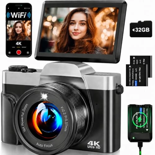 Offerta a tempo: AUREAPIX Fotocamera Digitale 4K WiFi, 64 MP Autofocus, Zoom 16X - 15% da 129.99 € a 109.99 €