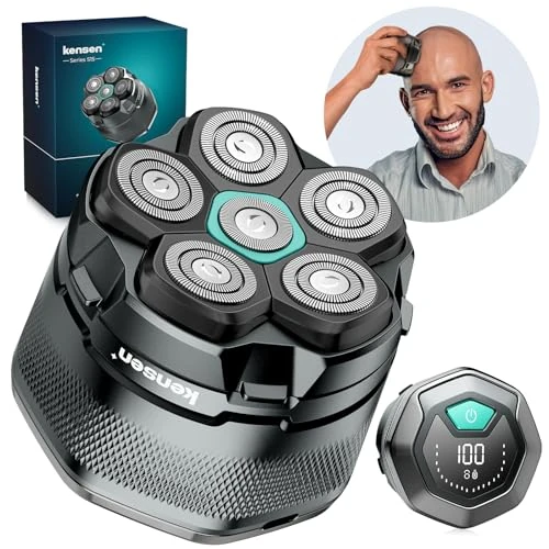Offerta a tempo: kensen 6D Rasoio Testa Calva 160 Minuti di Autonomia Rasoio Elettrico Testa Calva Uomo Impermeabile Cordless Tagliacapelli uomo con Testina di Taglio Magnetica & Porta di Carica USB-C - 24% da 49.99 € a 37.98 €