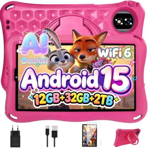 Offerta a tempo: DEERTiME Tablet Bambini 9 Pollici Android 15 Tablet con Gemini Al, 12GB RAM+32GB ROM/TF 2TB,Octa-Core,2.0GHz,5G WiFi6,BT5.0,8+5MP,5000mAh,Widevine L1,Parentale Controllo Tablets con Eva Caso-Rosa - 47% da 149.99 € a 79.99 €