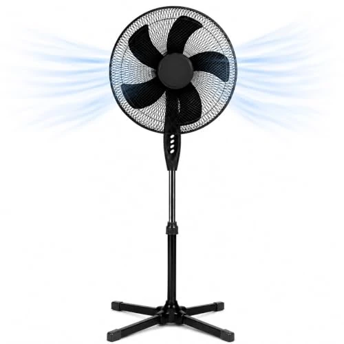 Offerta a tempo: Ventilatore a Piantana Ø 40 cm NERO - FACILE MONTAGGIO - 50 W - 3 Velocità - STABILE e SILENZIOSO - Oscillazione Orizzontale - Altezza Regolabile 103-130 cm - Testa Inclinabile - Base a Croce - 0.00% da 21.97 € a 21.97 €