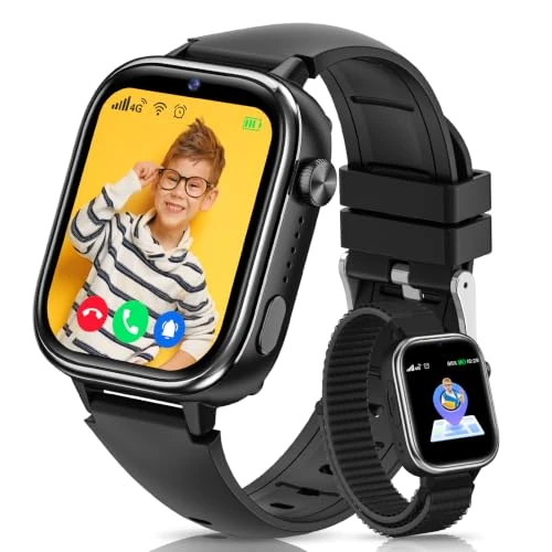 Offerta a tempo: 4G Smartwatch Bambini con GPS, Orologio Smartwatch Bambini con Chiamate, Videochiamate, Chat Vocale, SOS, Modalità Scuola, Sveglia IP68 Calcolatrice Contapassi Smart Watch per Ragazzi e Ragazze, Nero - 0.00% da 69.99 € a 69.99 €
