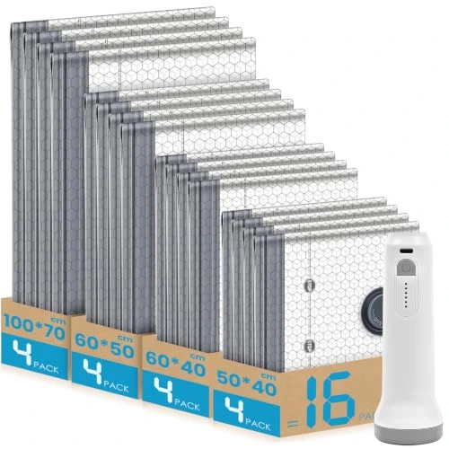 Limited-time offer: Vacuum Bags for Clothes Travel with Wireless Pump, Pack of 16 Vacuum Storage Bags for Duvets in 4 Sizes (50 x 40/60 x 40/60 x 50/100 x 70 cm), Save 80% Space for Travel Luggage and Storage from 25.99 £ to 25.99 £ (save 0.00%)