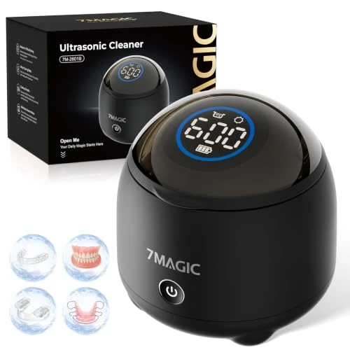 Offerta a tempo: 7MAGIC Pulitore ultrasuoni senza fili per bite, 48 kHz, Nero - 40% da 99.99 € a 59.99 €