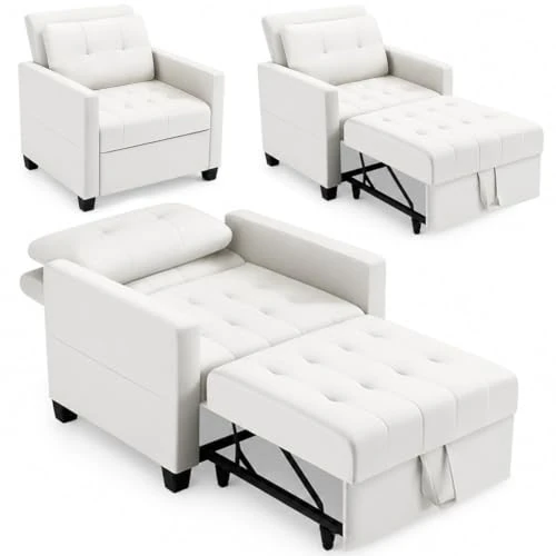 Offerta a tempo: BAKAJI Poltrona Letto Singolo 3 in 1 con Schienale Reclinabile, Divano Relax Salvaspazio con Tasca per Appartamento, Camera da Letto, Imbottitura Ergonomica ad Alta Densità (Beige 1 Posto) - 35% da 279.00 € a 180.09 €