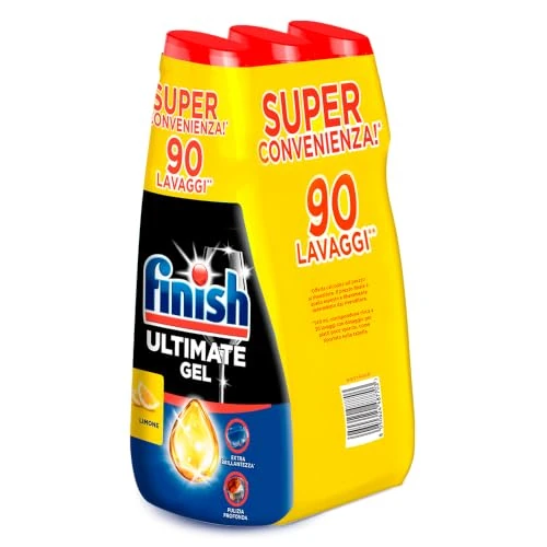Offerta a tempo: Finish Ultimate Gel, Tripacco Gel Detersivo Lavastoviglie, 90 lavaggi, 540 ml x3, Limone, Extra Potere Sgrassante, Extra Brillantezza, Pulizia Profonda - 40% da 18.38 € a 10.99 €