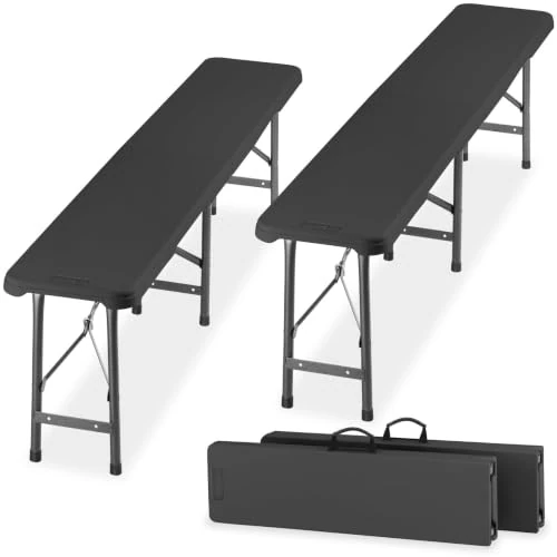 Offerta a tempo: tectake® 2 Panche da Birreria Pieghevoli 180 cm, Resistenti alle Intemperie - 26% da 76.99 € a 56.99 €