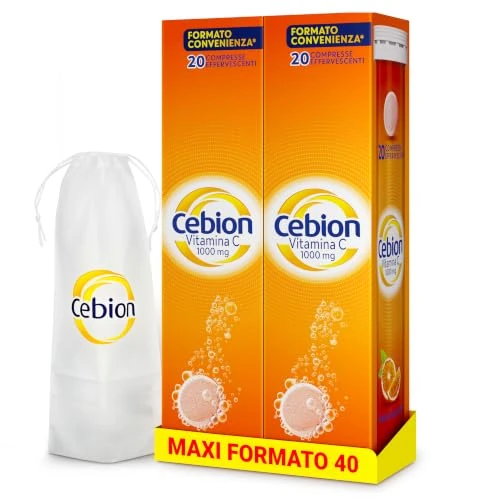 Offerta a tempo: Cebion Vitamina C 1000 mg Effervescente Arancia,Supporta il Sistema Immunitario1 e il Metabolismo Energetico, 40 Compresse, Integratore Alimentare + portaombrelli - 46% da 36.99 € a 19.99 €