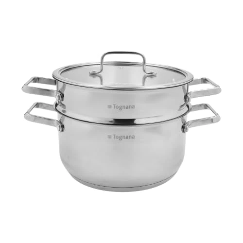 Offerta a tempo: Tognana Iconiqa, set vaporiera 3 pezzi con coperchio 22 cm, acciaio, argento - 44% da 76.70 € a 43.00 €