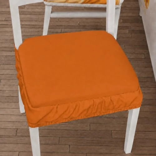 Offerta a tempo: PETTI Artigiani Italiani Cuscini per Sedie con Elastico in Tinta Unita, Coprisedia 40x40 cm, Set da 6 Pezzi, Lavabili, 100% Poliestere, Arancione - 19% da 42.90 € a 34.90 €