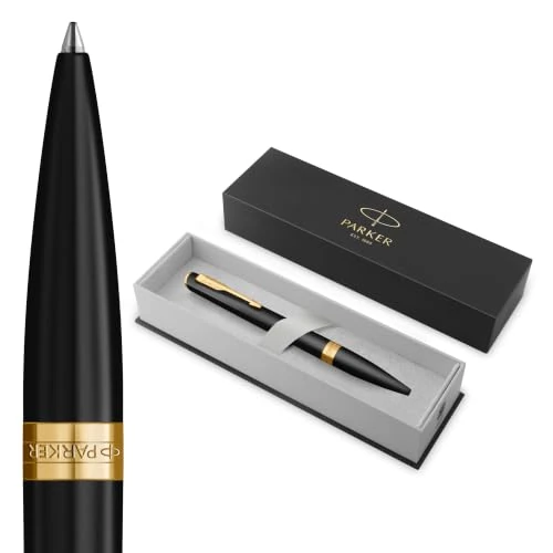 Offerta a tempo: Parker Meridian Penna a sfera | Lacca nera opaca con rifiniture dorate | Punta media | Penna da scrittura e Materiali per Cancelleria | Inchiostro blu | Confezione regalo di lusso - 0.00% da 39.74 € a 39.74 €