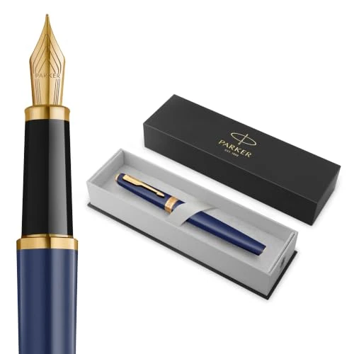 Limited-time offer: PARKER Meridian Fountain Pen | Blue Lacquer with Gold Trims | Fine Nib | Handwriting Pens & Stationery Supplies | Blue Ink | Luxury Gift Box from $86.11 to $86.11 (save 0.00%)