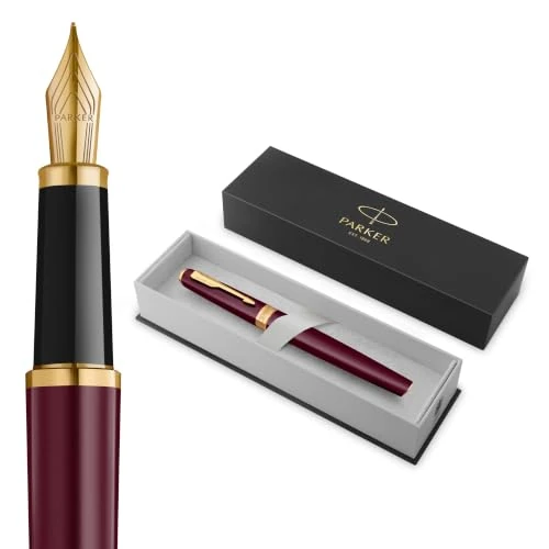 Limited-time offer: PARKER Meridian Fountain Pen | Red Lacquer with Gold Trims | Fine Nib | Handwriting Pens & Stationery Supplies | Blue Ink | Luxury Gift Box from $86.11 to $86.11 (save 0.00%)