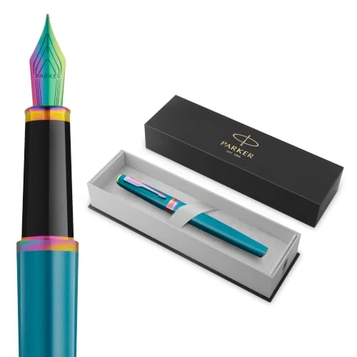 Oferta limitowana: Parker Meridian Pióro wieczne | Lakier turkusowy z tęczowymi lamówkami | Średnia końcówka | Pisanie odręczne i artykuły papiernicze | Niebieski atrament | Luksusowe pudełko prezentowe z 305.13 zł na 305.13 zł (oszczędź 0.00%)