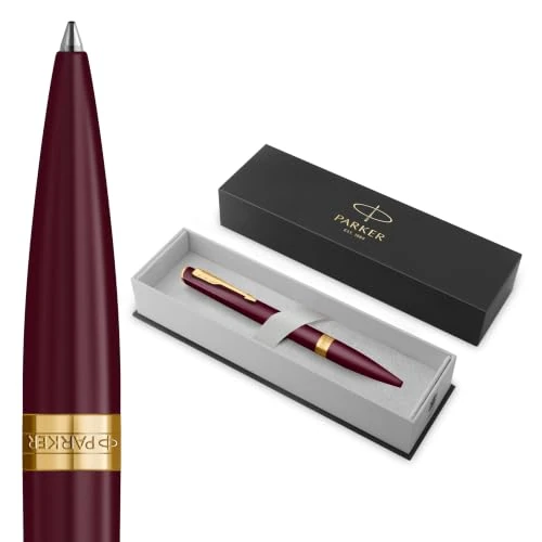 Offerta a tempo: Parker Meridian Penna a sfera | Lacca rossa con rifiniture dorate | Punta media | Penna da scrittura e Materiali per Cancelleria | Inchiostro blu | Confezione regalo di lusso - 0.00% da 39.74 € a 39.74 €