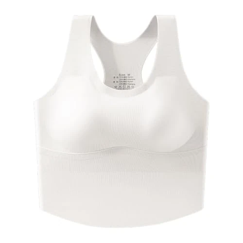 Offerta a tempo: Top sportivo da donna per fitness con reggiseno, top da yoga, aderente, senza maniche, top corto senza cuciture, elasticizzato, tinta unita, spalline larghe, reggiseno facile da chiudere, per corsa - 0.00% da 12.47 € a 12.47 €