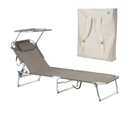Offerta a tempo: Totò Piccinni Lettino MACAO in Alluminio con Cuscino e Borsa (Tortora) - 21% da 59.99 € a 47.49 €