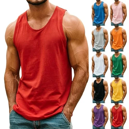 Offerta a tempo: Tnompsu Canottiera Palestra Uomo Tinta Unita Canotta Running Uomo vestibilità Rilassata Girocollo Comodo Maglietta Palestra Senza Maniche Leggera Traspirante Top per Esercizio, Vacanze, Corsa - 0.00% da 29.98 € a 29.98 €