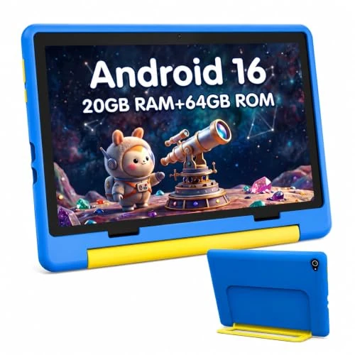 Offre limitée : MUTSAY Tablette Enfants 10 Pollici Android 16 Tablettes PC 24 Go RAM 64 Go ROM IPS1280x800 Double Caméra Photo 5MP+8MP 6000 mAh WiFi 6 BT 5.4 Contrôle Parental Garde Protégée (Bleu) de 129.99 € à 129.99 € (0.00% de remise)