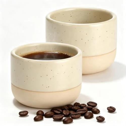 Offerta a tempo: VINATO Set di 2 Tazze da Espresso,Tazze da Caffè da 100 ml, Set di Tazze da Espresso in Ceramica – Tazze da Caffè senza Manico per Espresso, Ristretto, Colore Beige Crema, Parete Spessa 0,4 cm - 0.00% da 13.49 € a 13.49 €