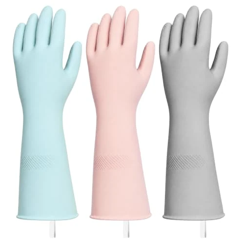 Offerta a tempo: VINATO 3 Paia Guanti da Cucina, Guanti Riutilizzabili per la Casa, Antiscivolo Impermeabili per Guanti Casalinghi, Ideali per Cucina, Lavaggio Stoviglie, Bagno, Lavanderia – Taglia M - 0.00% da 10.99 € a 10.99 €