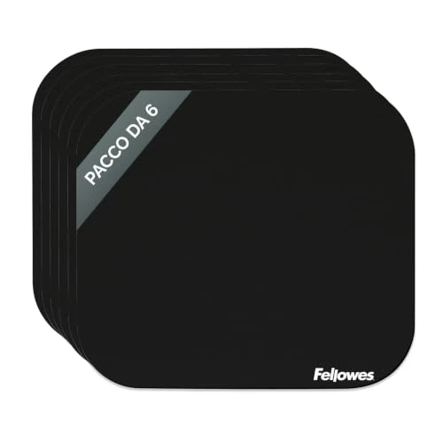 Offerta a tempo: Fellowes Confezione da 6 tappetini mouse – Tappetino mouse nero – Base in gomma antiscivolo, confortevole e durevole – Mouse pad per scrivania, computer, laptop, ufficio e casa, 22,9 x 20,3 cm - 0.00% da 22.21 € a 22.21 €