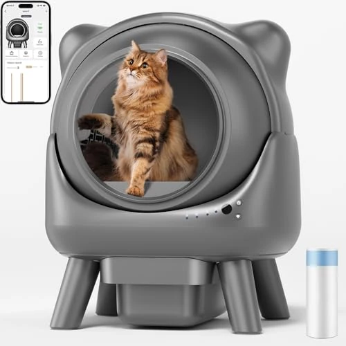 Offerta a tempo: Redkey X1 Lettiera Gatto Autopulente, 95L Elettrica Lettiera Automatica per Gatti, Eliminazione Odori, Controllo APP, Compatibile con Tutti i Tipi di Lettiera, per Famiglie con Più Gatti (Grigio) - 0.00% da 234.99 € a 234.99 €