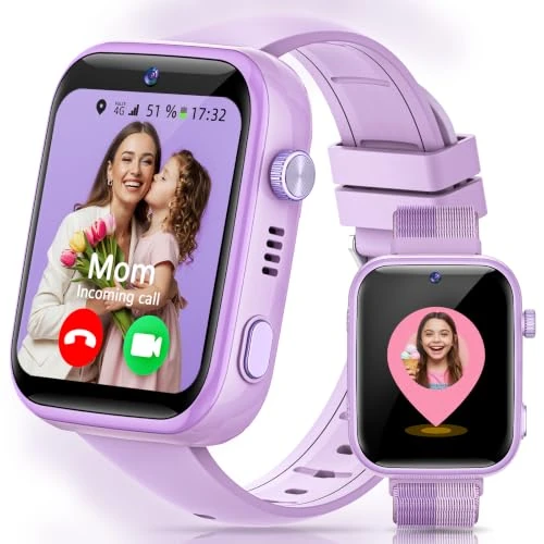 Offerta a tempo: AIMIUVEI 4G Smartwatch Bambini con Chiamate, Videochiamate, Chat Vocale, WiFi, GPS, SOS, SMS, Impermeabile IP68, modalità Scuola e Contapassi, Schermo HD da 1.83'' Viola - 0.00% da 99.99 € a 99.99 €