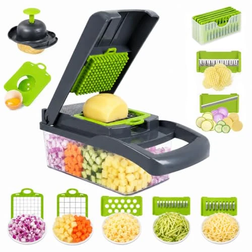 Offerta a tempo: Carehabi Mandolina per Verdure, 7 Lame, Contenitore 1,5 L, Set 13 Pezzi - 5% da 23.99 € a 22.79 €