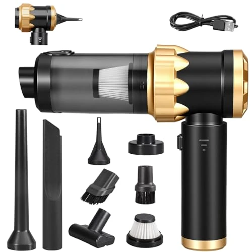 Offerta a tempo: omxa Aspirapolvere Auto Senza Fili Vacuum Cleaner, Aspirabriciole Portatile, Mini Aspirapolvere 4 in 1 26000PA, Aspira Briciole Potente Ideale per la Pulizia dell'auto e Della Casa, Oro Nero - 40% da 49.99 € a 29.99 €