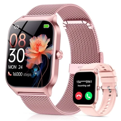 Offerta a tempo: CASCHO Smartwatch Donna, 1.85'' Orologio Smartwatch con Effettua/Risposta Chiamate, 120+ Sportive Smart Watch con Contapassi/Sonno, Fitness Tracker per iOS Android - Elegante oro rosa 8 - 69% da 129.99 € a 39.99 €