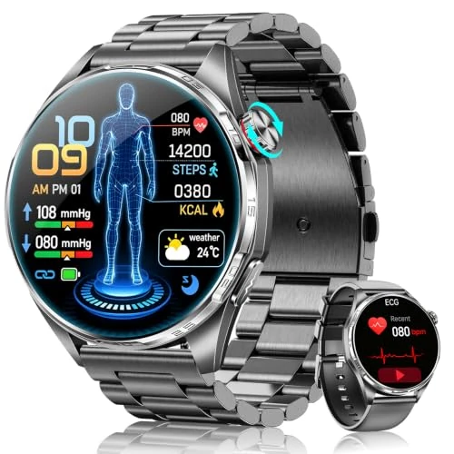 Offerta a tempo: FOSMET Smartwatch Uomo, ECG/HRV/BMI/MET & Micro-Check-Up, Android iOS, Nero - 19% da 85.99 € a 69.99 €
