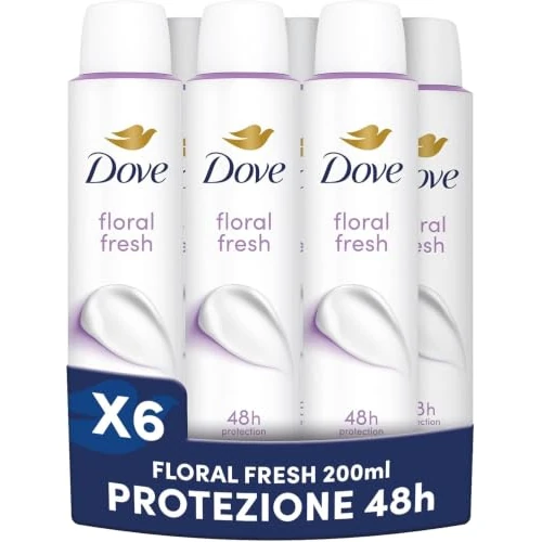 Offerta a tempo: Dove Deodorante Spray Floral Fresh, Uomo e Donna, 6x200ml - 8% da 17.99 € a 16.55 €