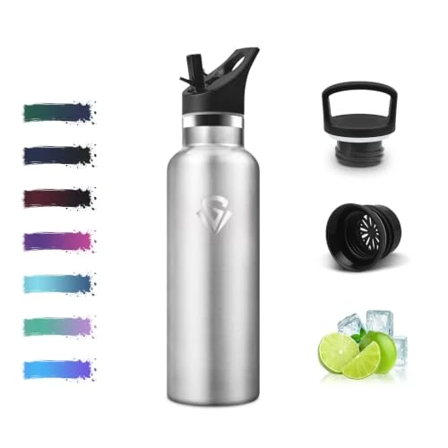 Zeitlich begrenztes Angebot: Mulbijeo Trinkflasche 500ML, BPA-Frei, Thermobecher mit Strohhalm, Auslaufsichere Isolierflasche Doppelwandig, Wasserflasche Edelstahl, Thermosflasche für Schule, Reisen, Joggen, Edelstahl von 10.99 € auf 10.99 € (0.00% Rabatt