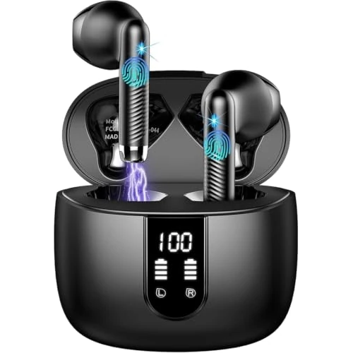 Offerta a tempo: Cuffie Bluetooth, 2026 6D Stereo Auricolari Bluetooth 5.4 con App EQ Personalizzato/6 ENC Mic,56Ore Cuffie Wireless In Ear Riduzione Rumore Cuffie Senza Fili IP7 Impermeabili Cuffiette per iOS/Android - 72% da 89.99 € a 24.99 €